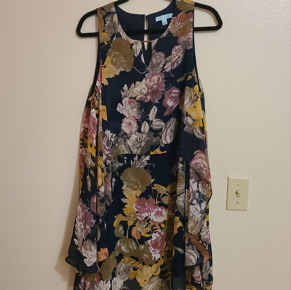 She + Sky Blue Floral Dress